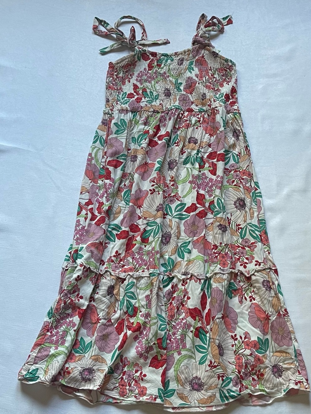 Grace & Lace Multicolor Floral Smocked Tiered Midi Dress or Maxi Skirt M